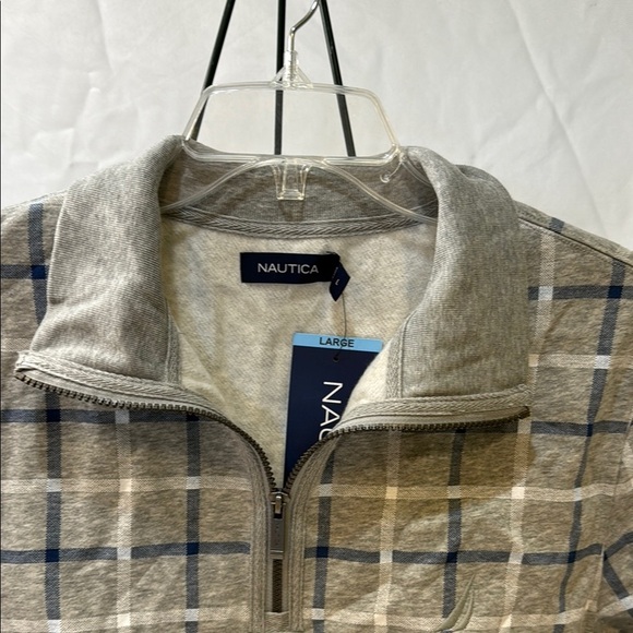 Nautica Men's Gray and Blue Plaid Sweater/ zippered sweatshirt, Size Large - Picture 10 of 10